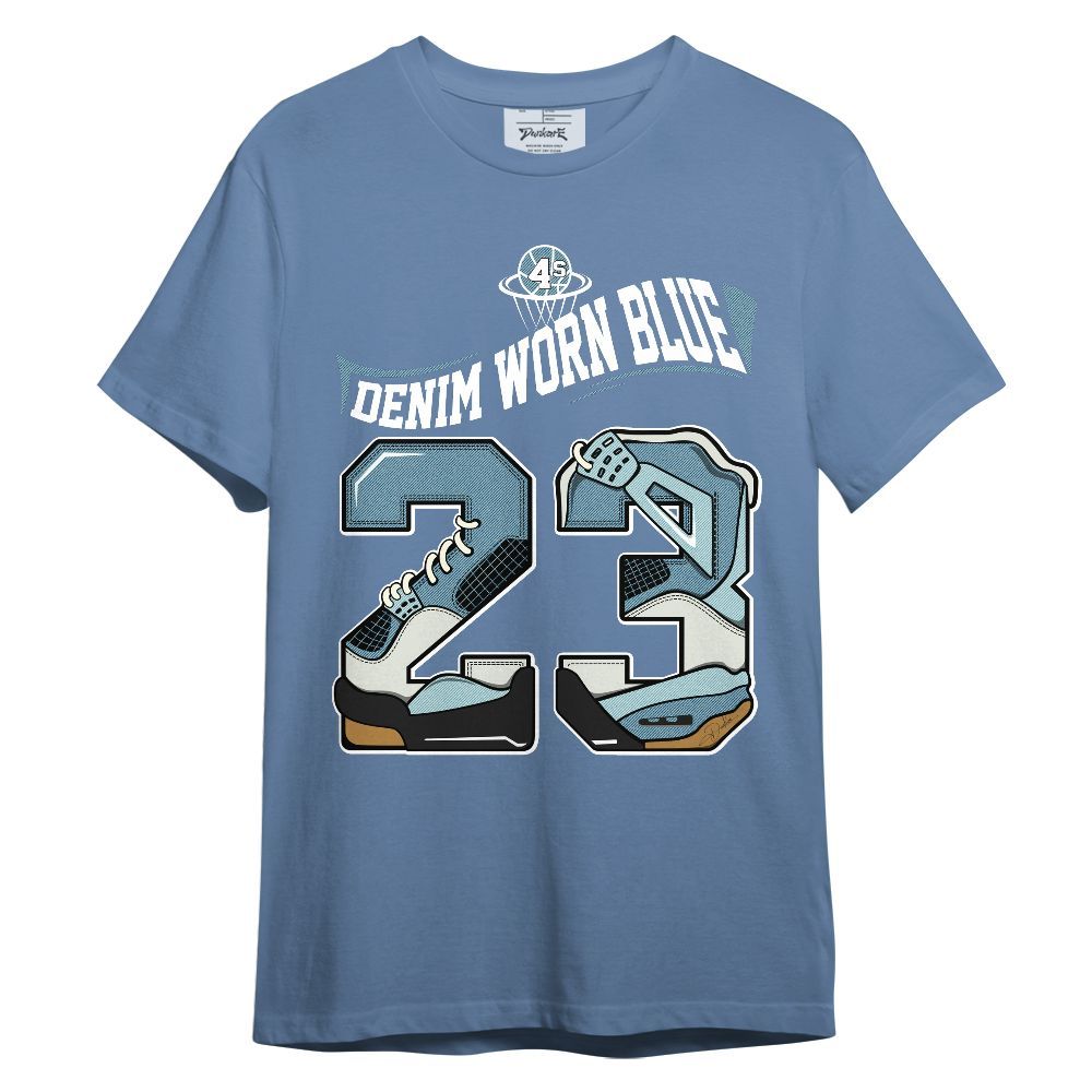 Shirt To Match Denim Worn Blue 2025 4s - Number 23 Dirty 4s Graphic