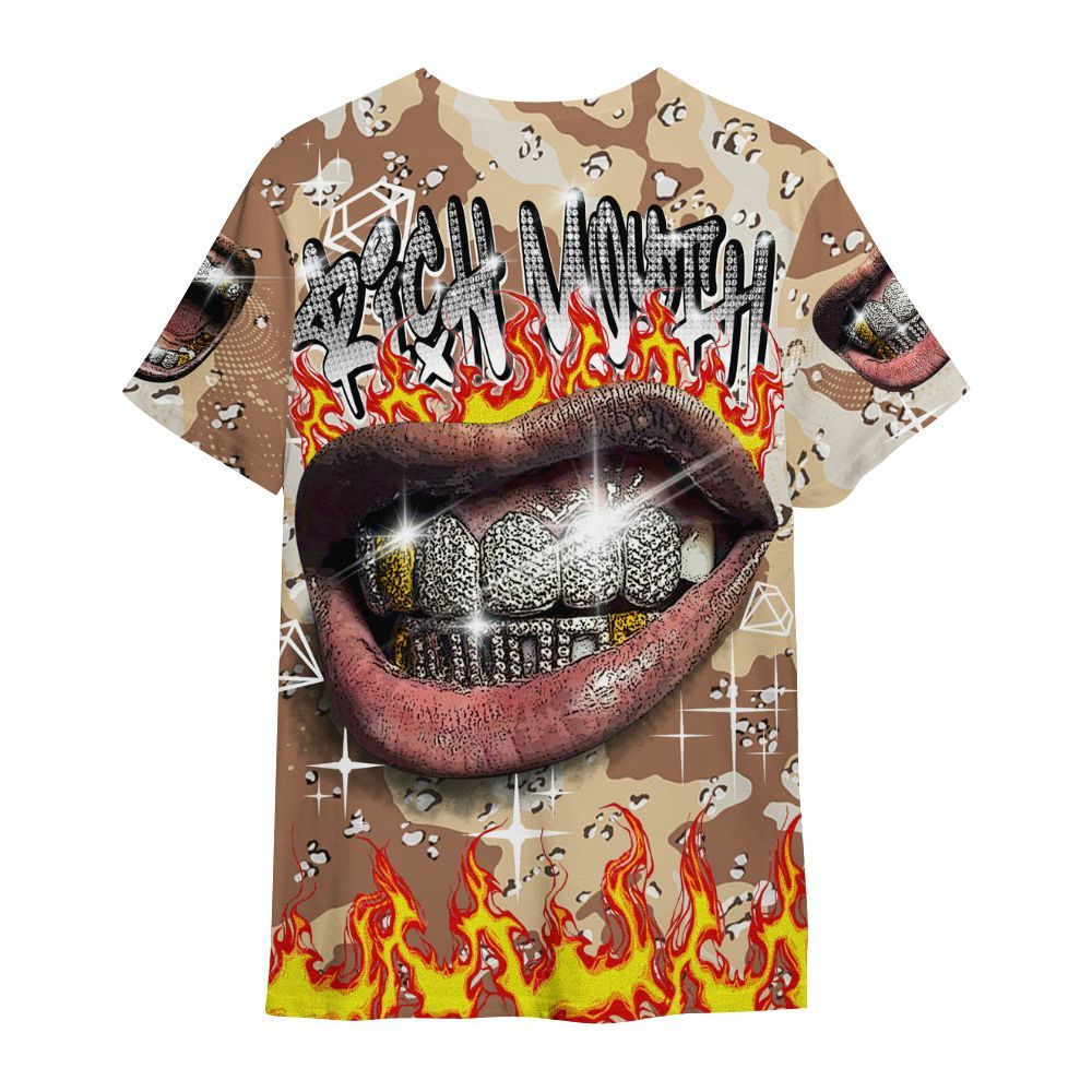 Shirt To Match Desert Camo 3s - Rich Mouth Fire Rap Retro 90s All Over Print