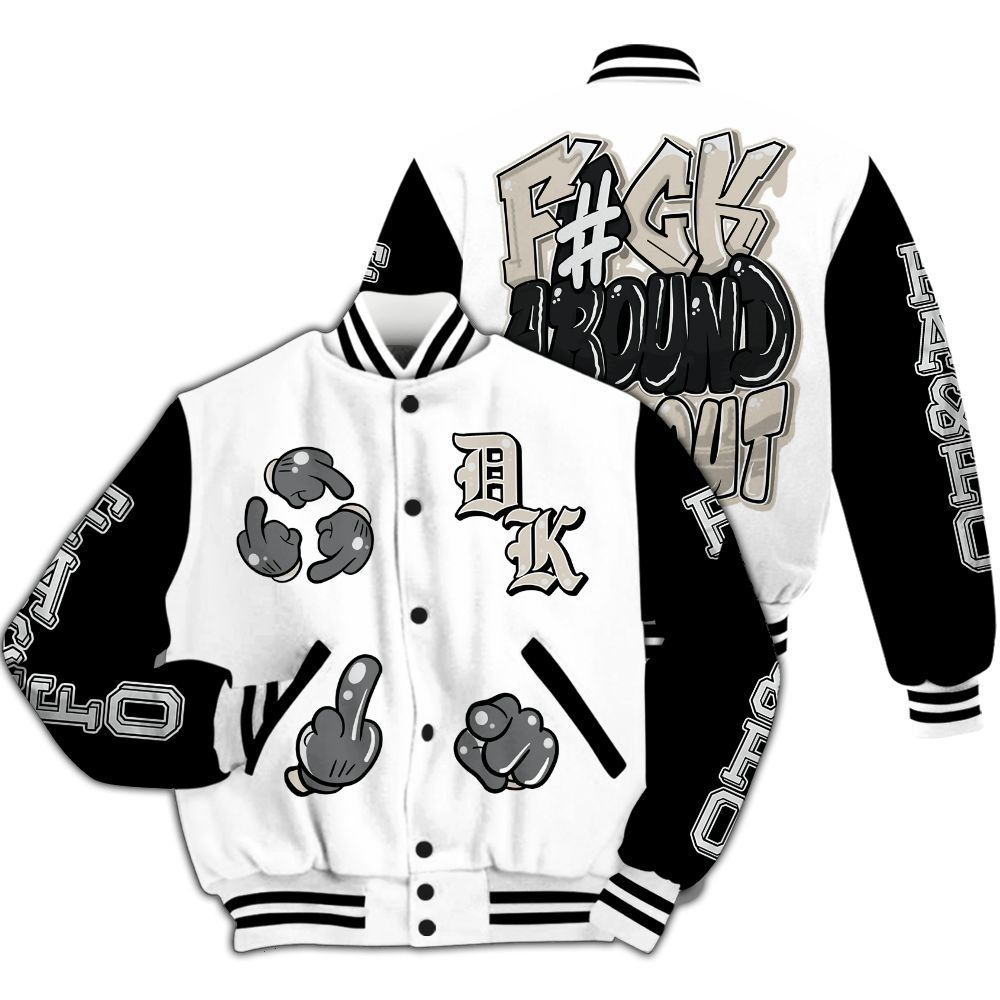 Varsity Jacket To Match Retro Reverse Metallic 5s - F Around Find Out Graphic All Over Print