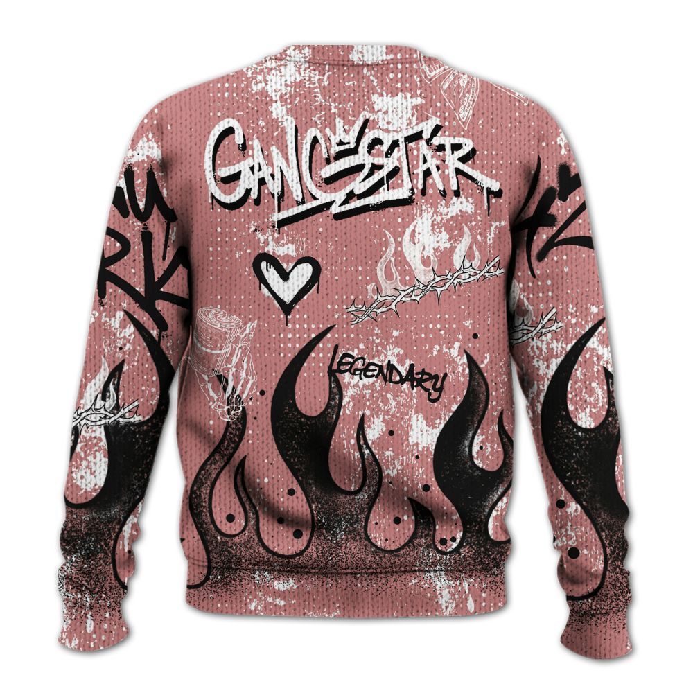 Knitted Sweater To Match Low OG Rust Pink 1s - Lucky Money Paid In Full Graffiti