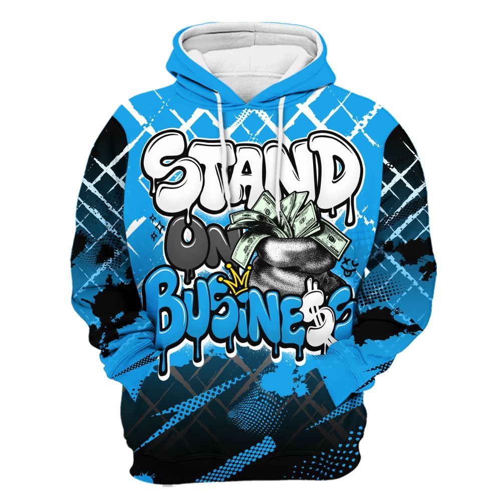 Hoodie To Match Black University Blue 2022 13s - Halftone Stand Business Dripping All Over Print