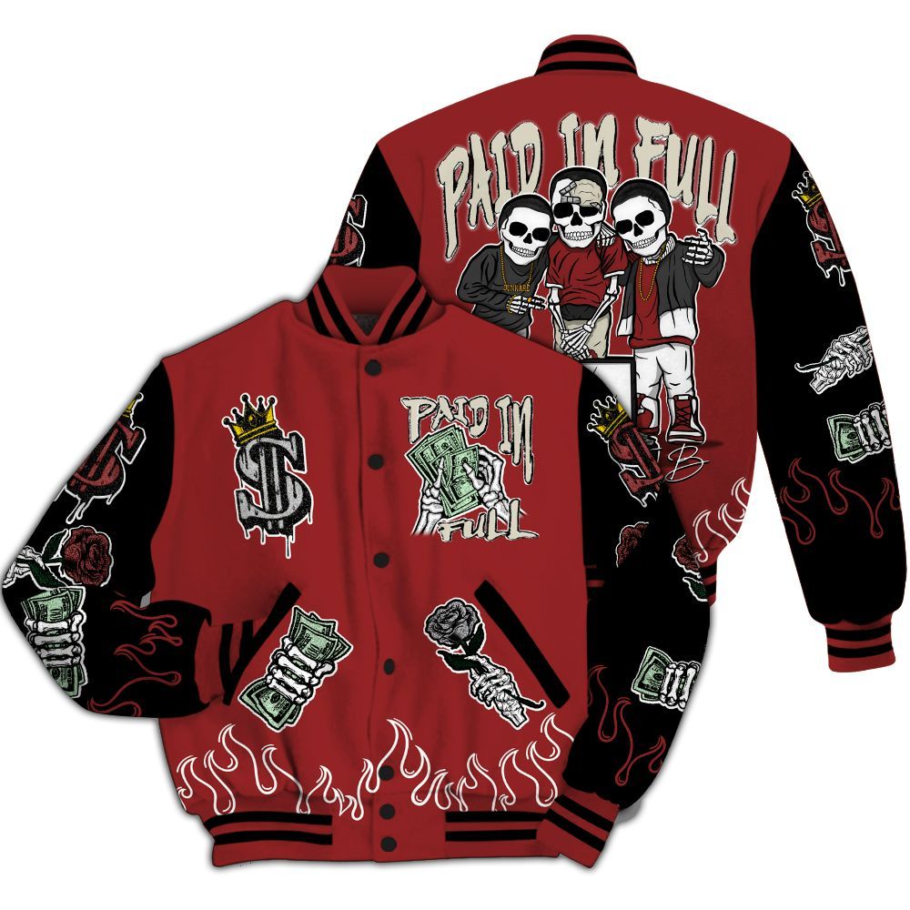 Varsity Jacket To Match High 85 Bred 1s - Fire Everybody Paid In All Over Print