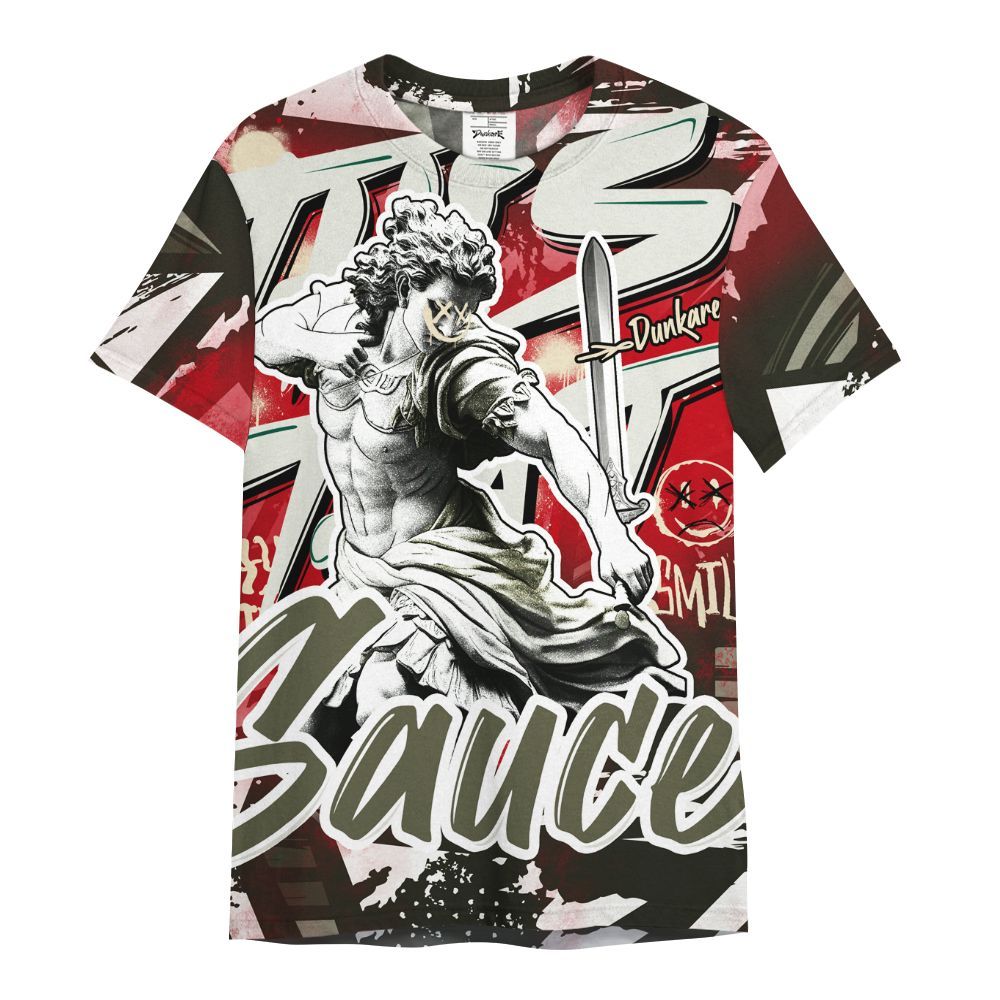 Shirt To Match Low OG Medium Olive 1s - This That Sauce Retro All Over Print