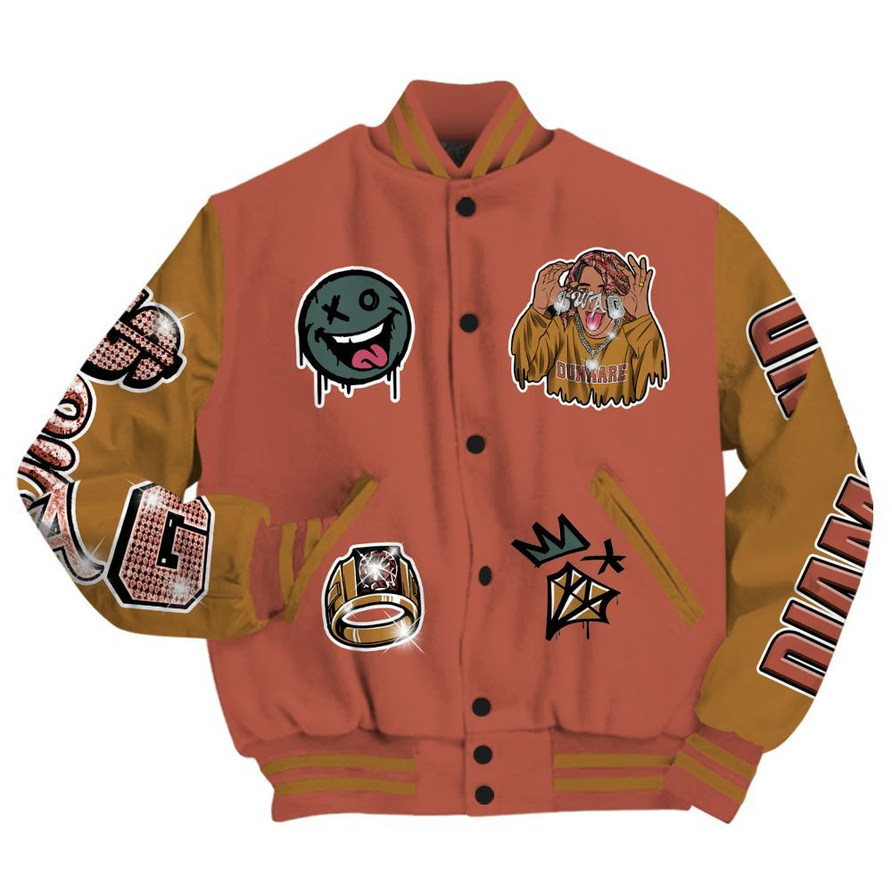 Varsity Jacket To Match SB Dunk Low Pro Burnt Sunrise - Pressures Makes Varsity Jacket To Match All Over Print