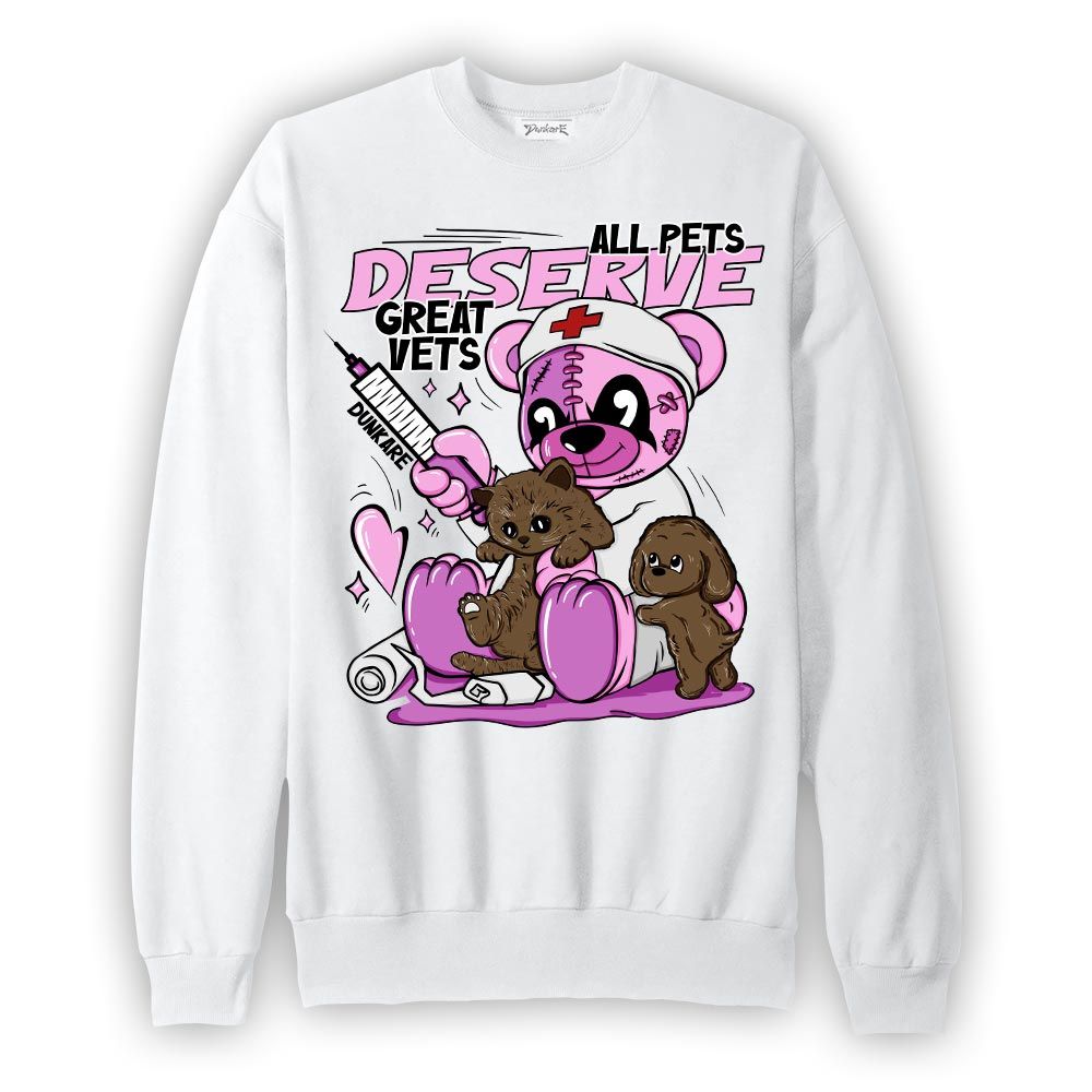 Sweatshirt To match Hyper Violet 4s Sweatshirt - All Pets Deserve Great Vets Bear Graphic