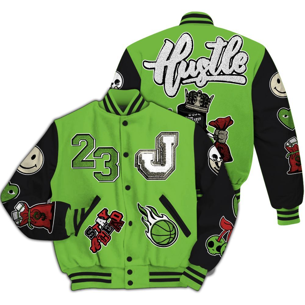 Varsity Jacket To Match Air Max Waffle SP Action Green - Hustles Money Number 23 All Over Print