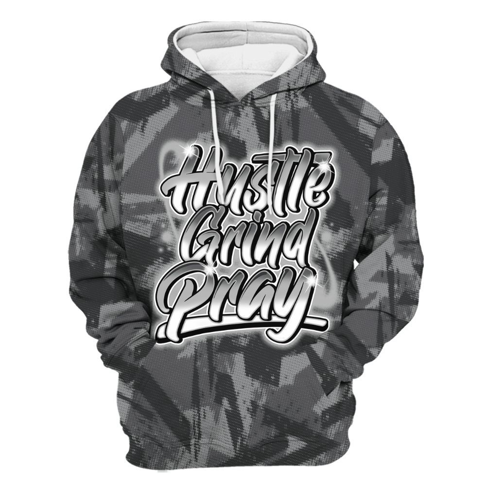 Hoodie To Match White Thunder 4s - Hustles And Prayer Graphic Halftone All Over Print