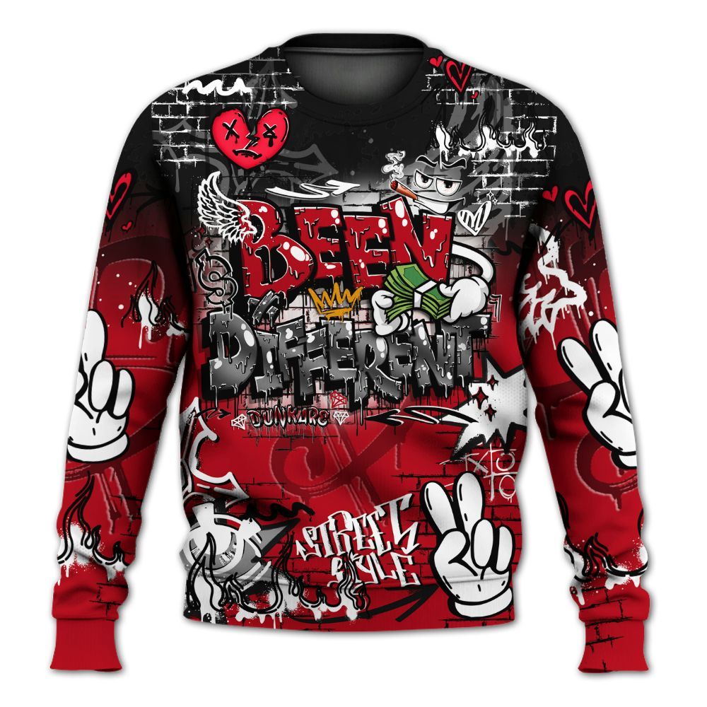 Sweatshirt To Match Bred Velvet 11s - Been Dif2erent Drip Graffiti All Over Print
