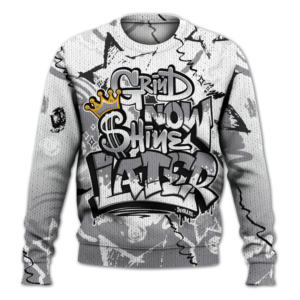 Knitted Sweater To Match Cement Grey 11s - Grind Shine Later Drip