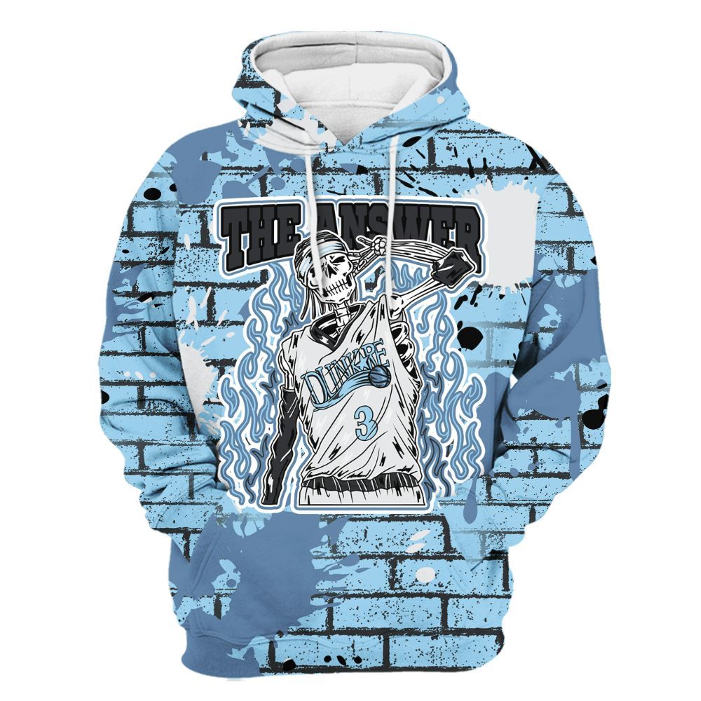 Hoodie To Match Legend Blue 11s - Allen Answer Skeleton Brick All Over Print