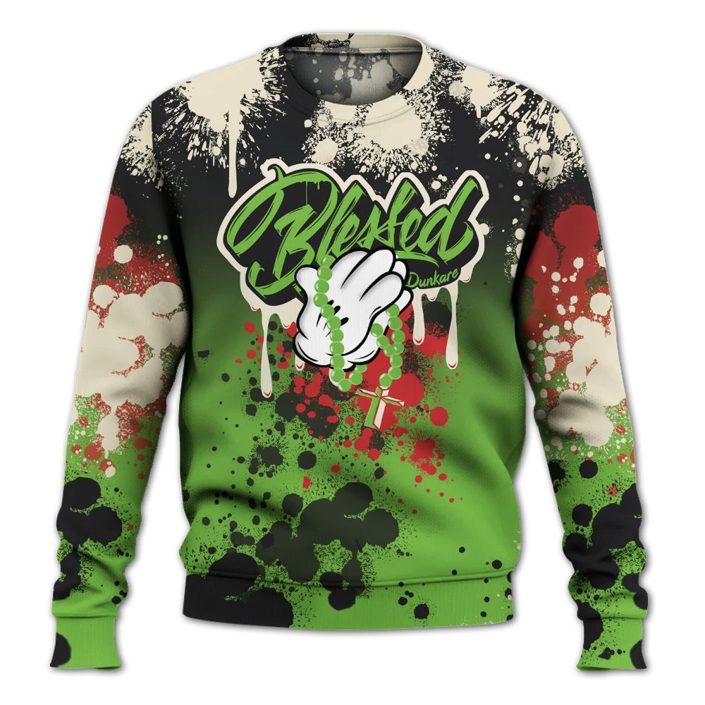 Sweatshirt To Match Air Max Waffle SP Action Green - God Blessed Ink Drip All Over Print