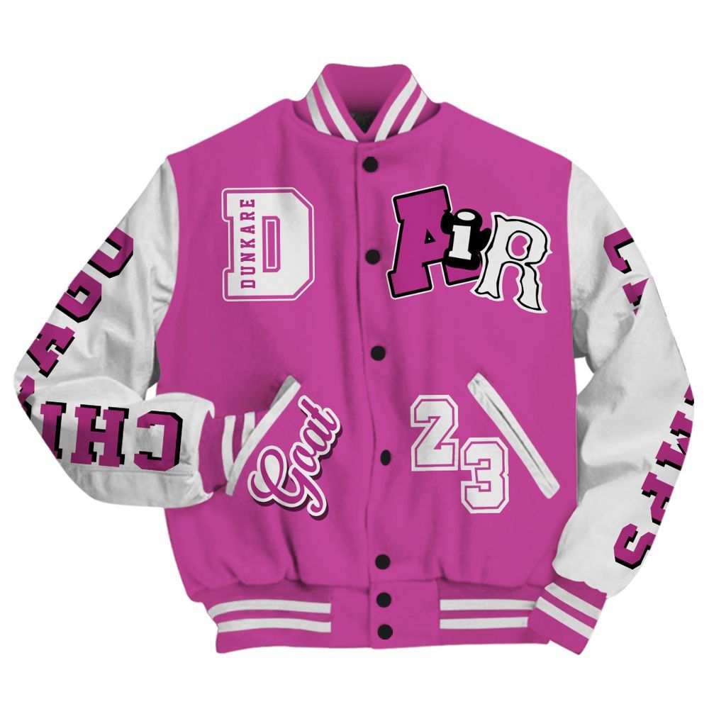 Varsity Jacket To Match Dunk Low Active Fuchsia - AIR Number 23 GOAT All Over Print