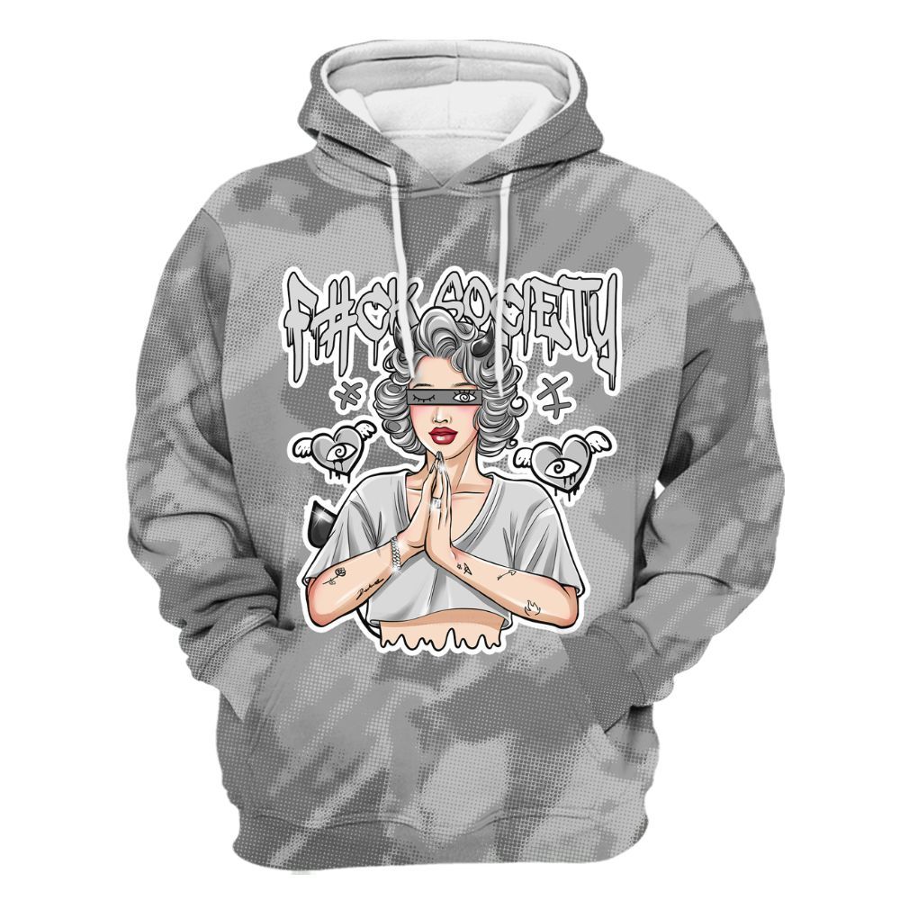 Hoodie To Match Black Wolf Grey 12s - F#ck Xociety Halftone All Over Print