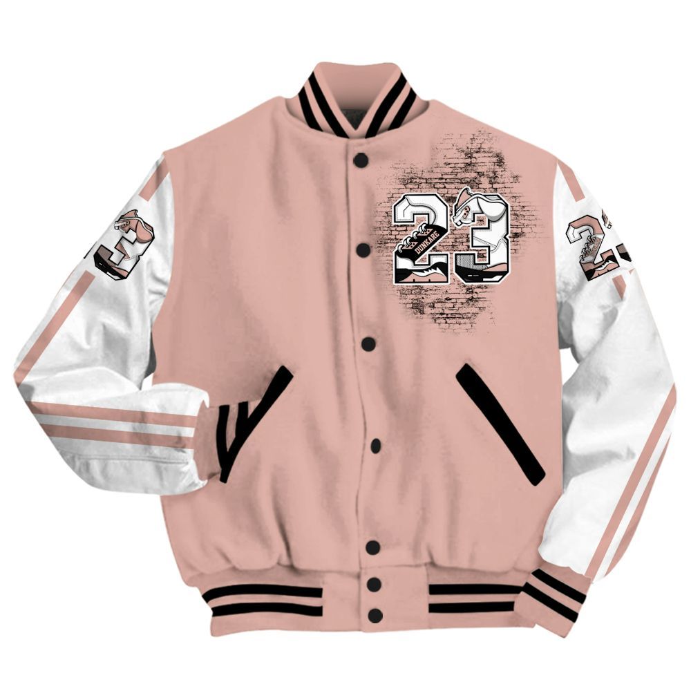 Varsity Jacket To Match Dunk Low Pink Velvet - Custom Name Number 23 5s All Over Print