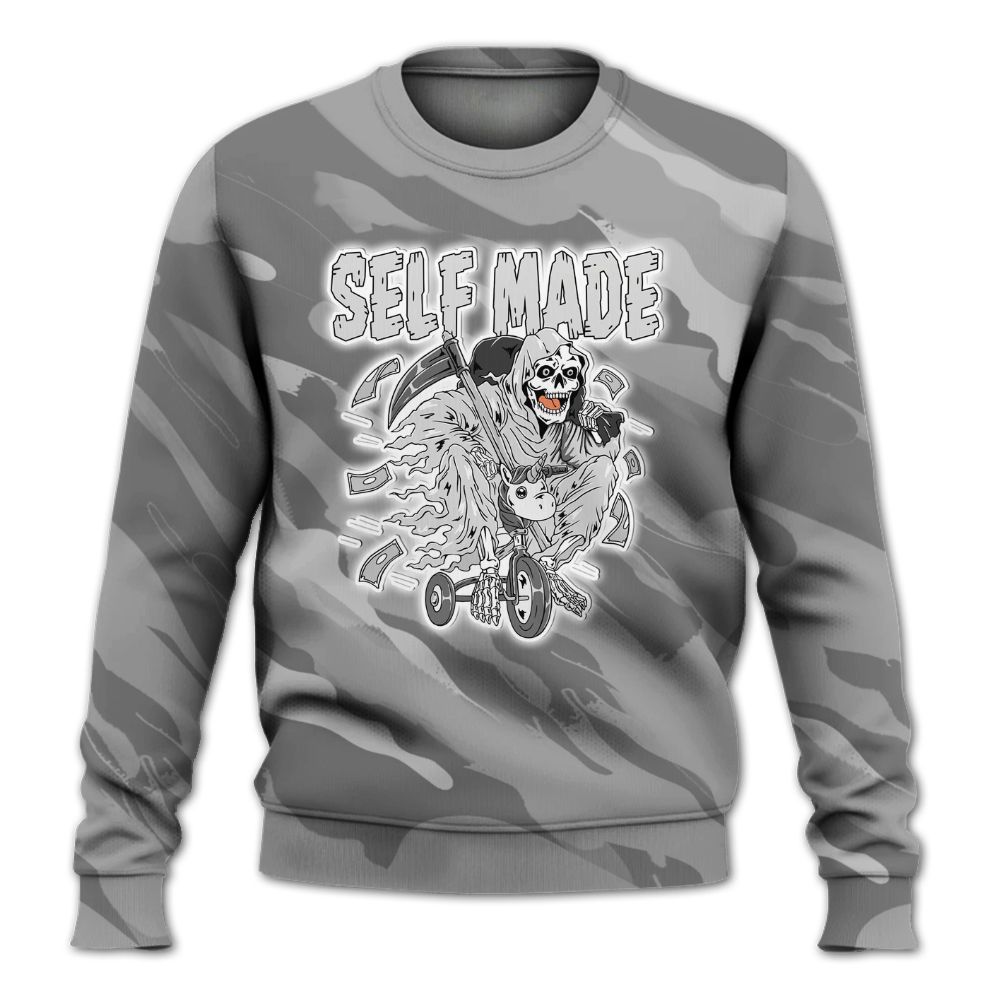 Sweatshirt To Match Black Wolf Grey 12s - Self Make Skeleton Colored All Over Print