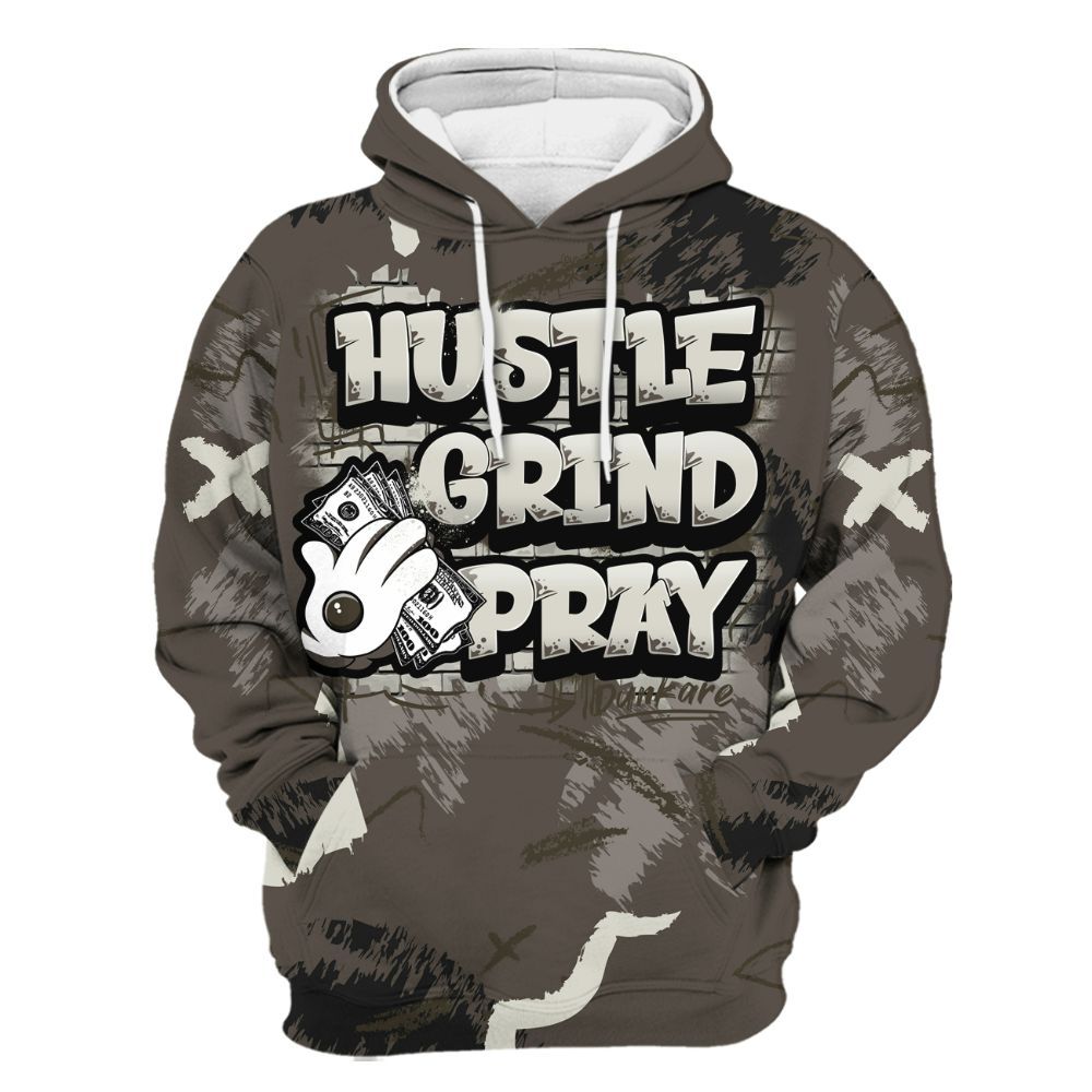 Hoodie To Match Cave Stone 4s - Hustle Grind Pray All Over Print