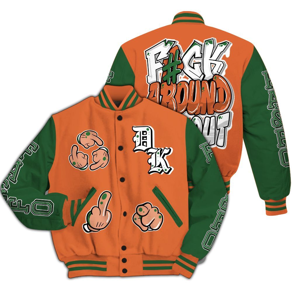 Varsity Jacket To Match Low Miami 5s - F Around Find Out Graphic All Over Print
