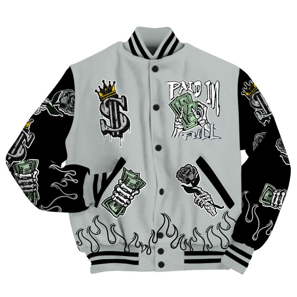 Varsity Jacket To Match Black Wolf Grey 12s - Fire Everybody Paid In All Over Print