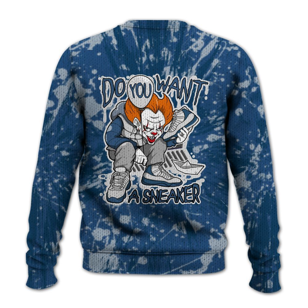 Knitted Sweater To Match High OG Midnight Navy 1s - Clown Scary Sneakers Graphic Halloween