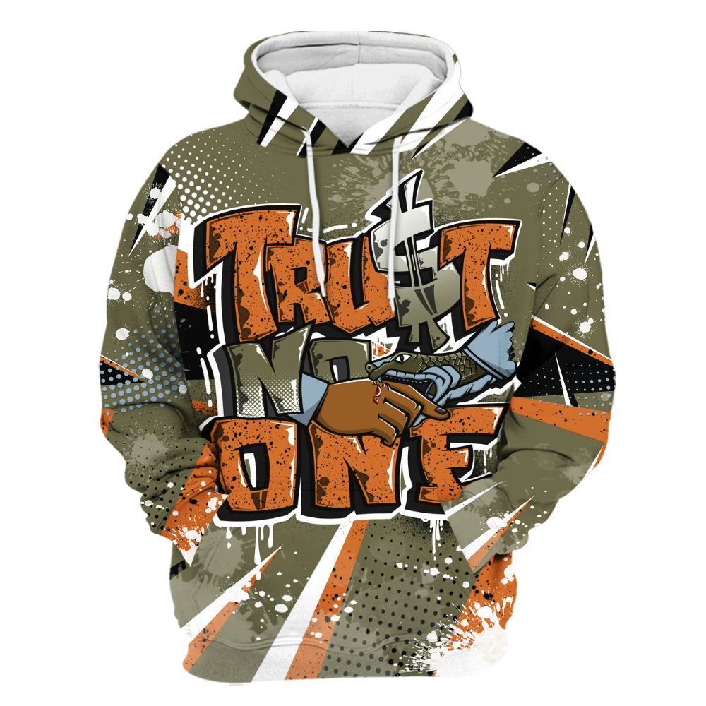 Hoodie To Match Olive 5s - Poly Trust No One Dripping All Over Print