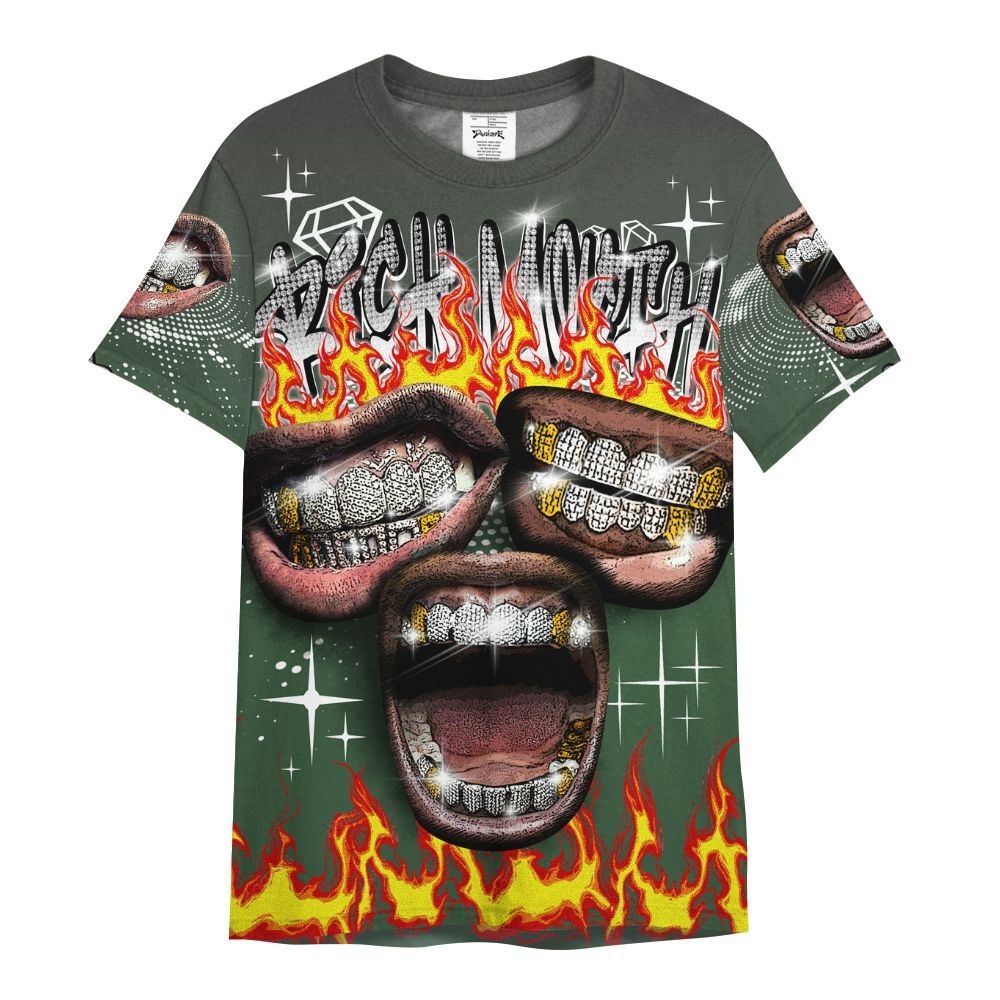Shirt To Match Dunk Low Skateboards Black - Rich Mouth Fire Rap Retro 90s All Over Print