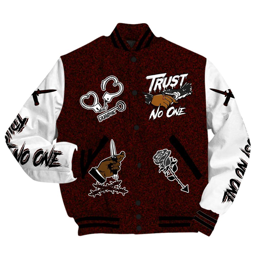 Varsity Jacket To Match Air Force 1 Low Halloween Skull 2024 - Trust No One Dripping All Over Print