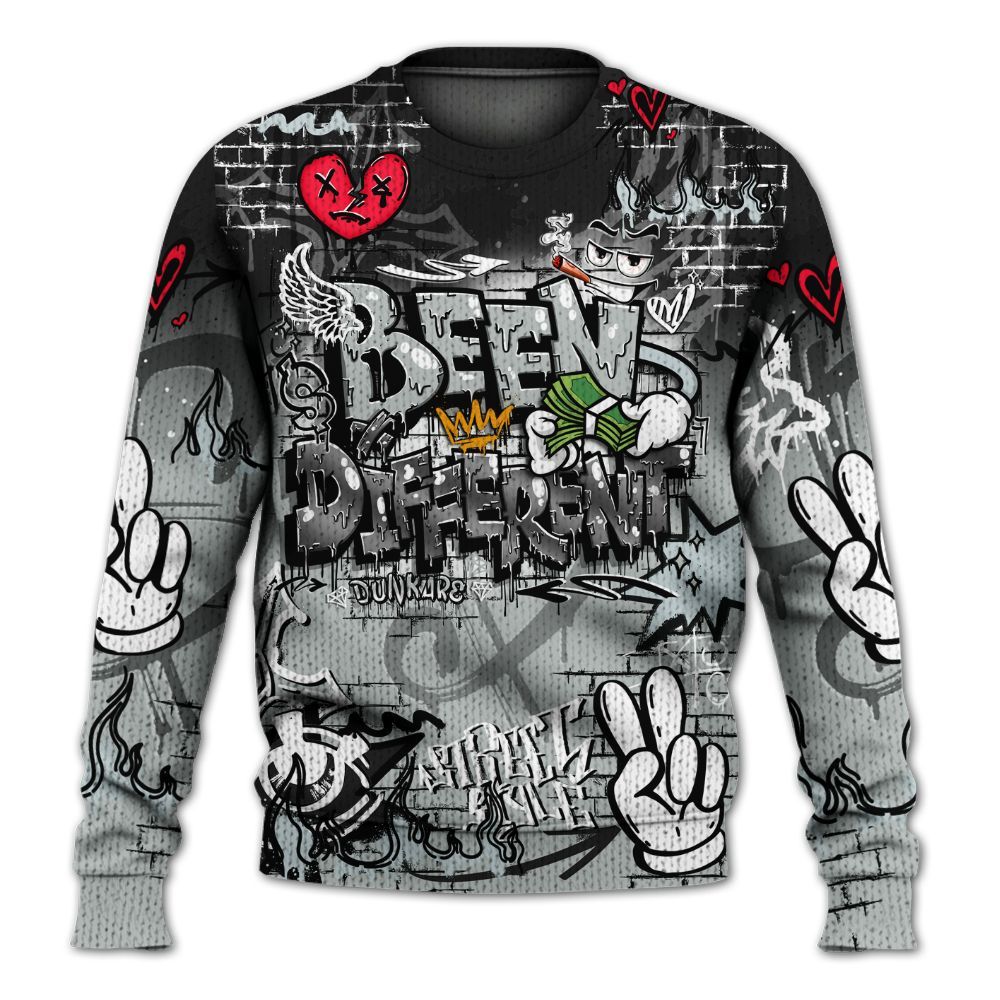 Sweater To Match Black Wolf Grey 12s - Been Dif2erent Drip Graffiti Graphic