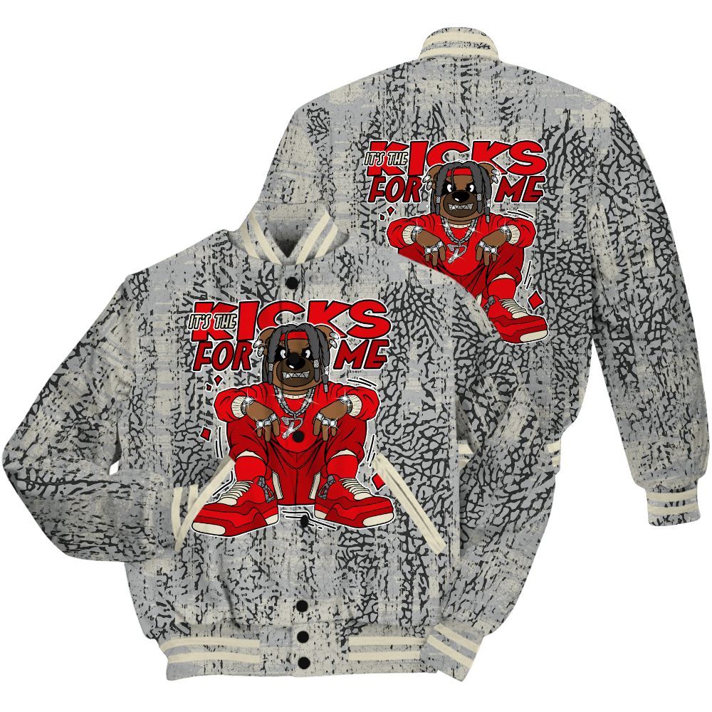 Varsity Jacket To Match Cement Grey 3s Shirt - Sneakers Bear Glitch Art All Over Print
