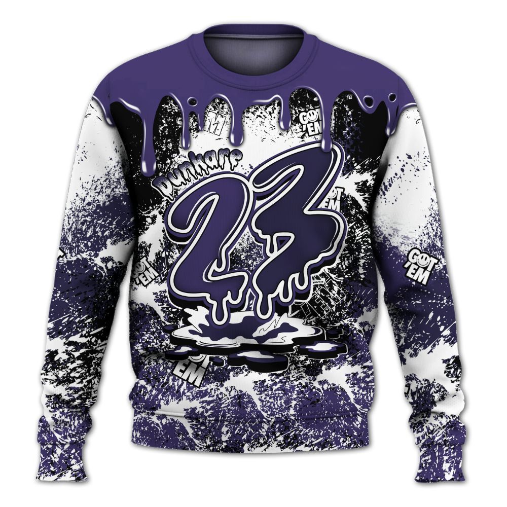 Sweatshirt To Match Retro Court Purple 13s - Dripping 23 Drip All Over Print