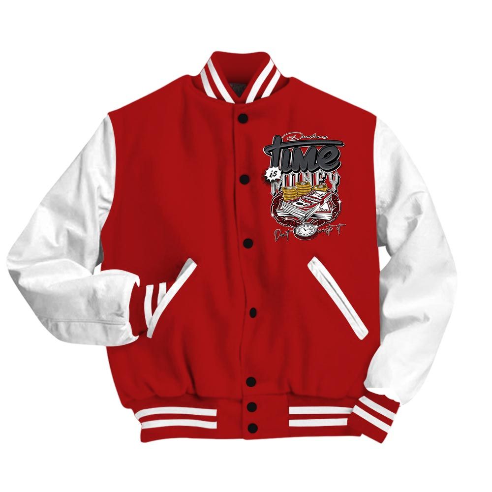 Varsity Jacket To Match Red Taxi 12s - Time Is Money Varsity Jacket Outfit 12 Red Taxi 1305 HDT