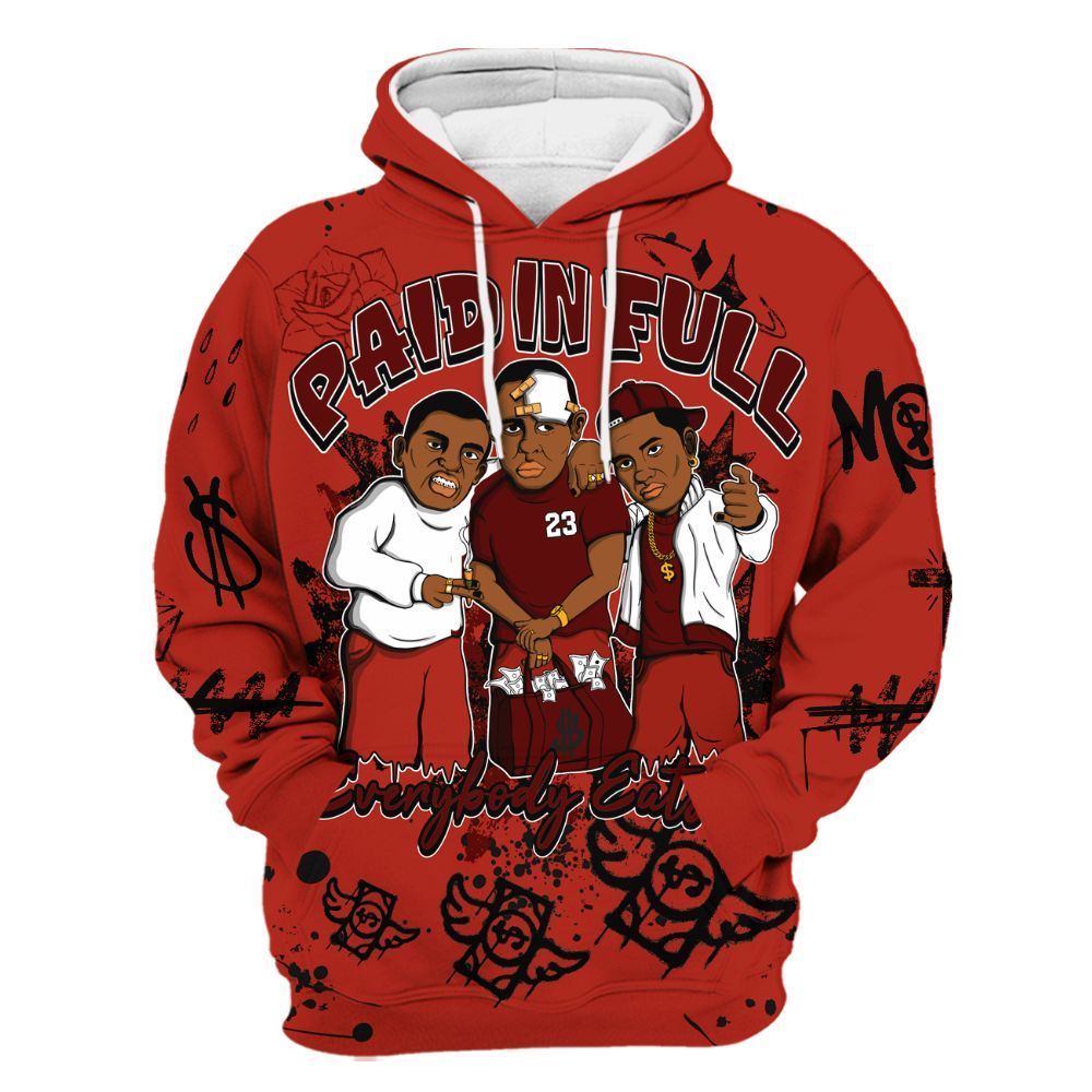 Hoodie To Match SP Firewood Orange 4s - Everybody Paid In Full Crayon All Over Print