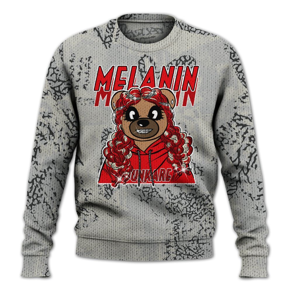 Knitted Sweater To Match Cement Grey 3s - Pigments Bear Heart Grunge