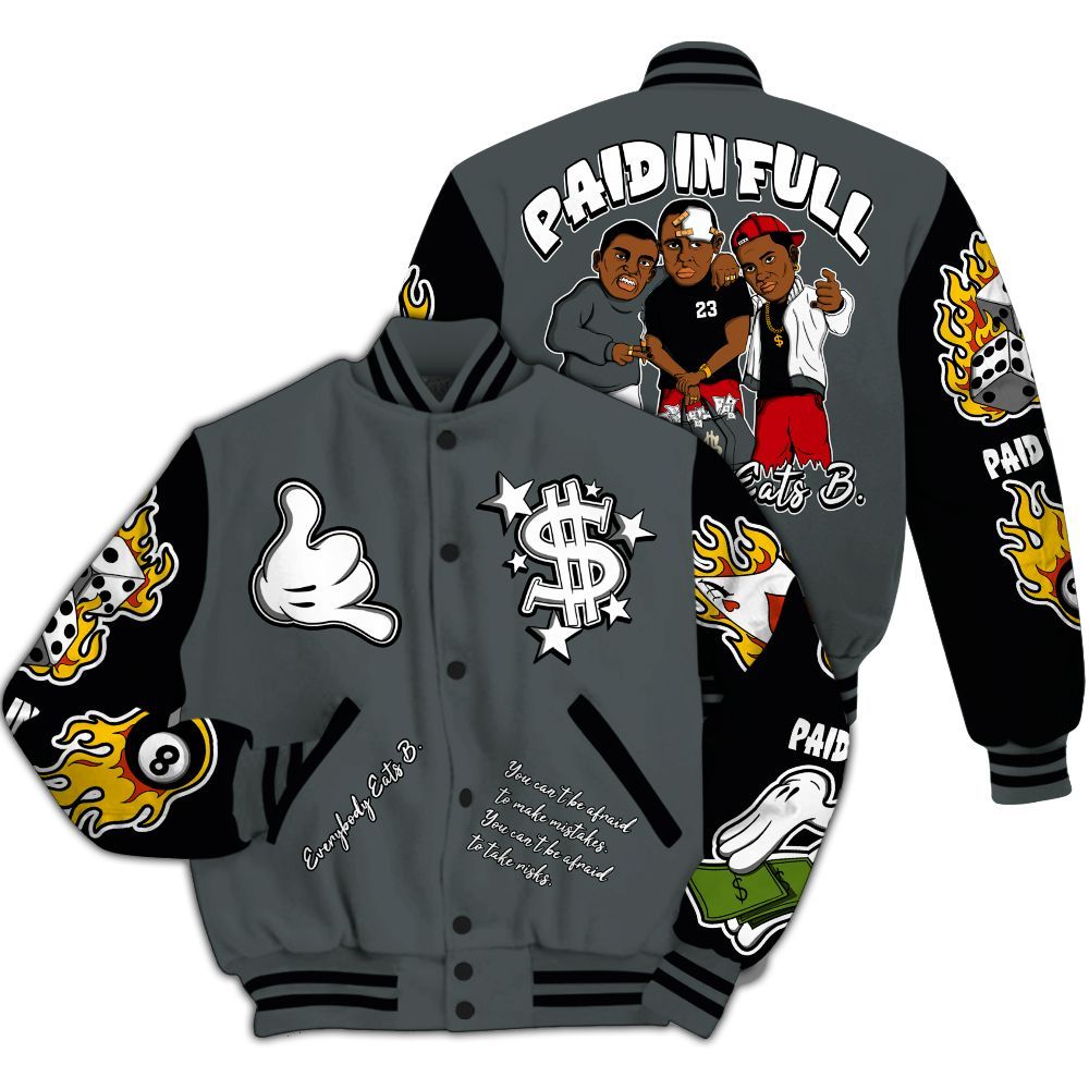 Varsity Jacket To Match Black RM Nigel Sylvester 4s - Everybody Paid In Full Graphic All Over Print