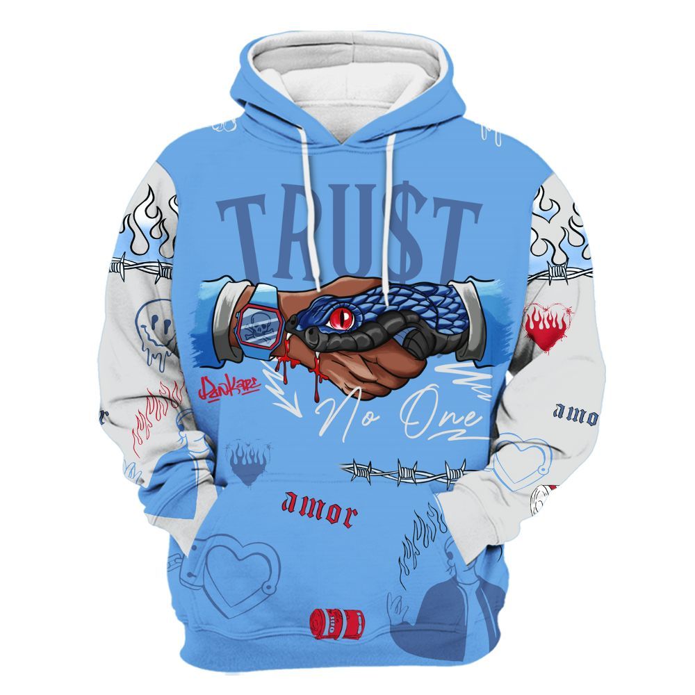 Hoodie To Match University Blue 6s - Snake Trust No One All Over Print