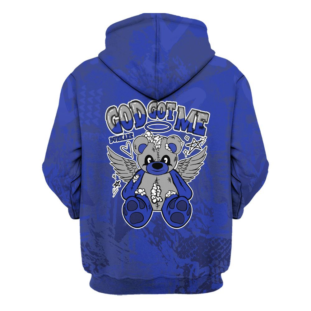 Hoodie To Match Air Max Plus Black Racer Blue - Gods Guides Me Bear Heart Grunge All Over Print