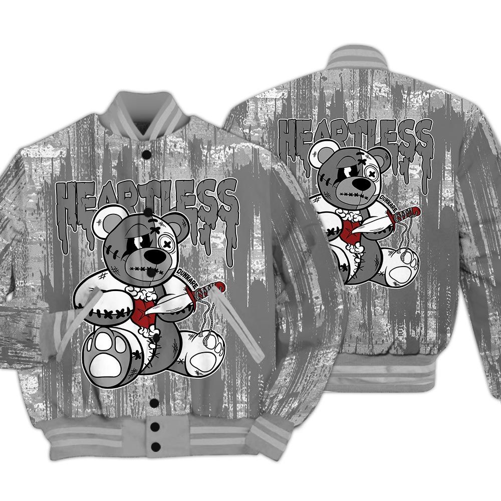 Varsity Jacket To Match Black Wolf Grey 12s - Heartless Bear Glitch Art Varsity Jacket Unisex