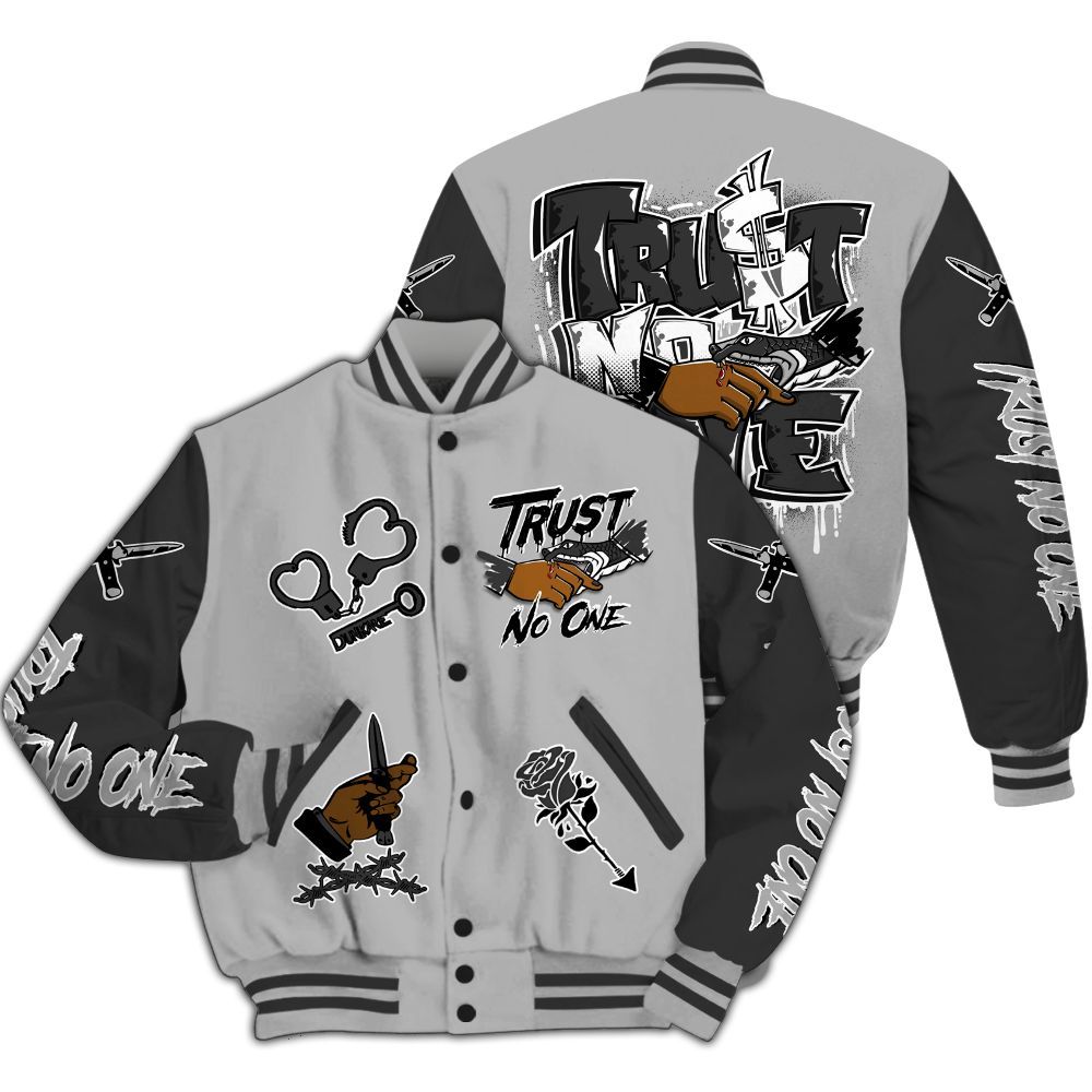 Varsity Jacket To Match NOCTA Black 2s - Trust No One Dripping All Over Print