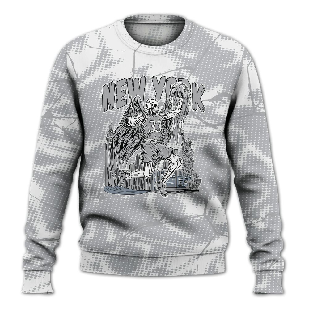 Sweatshirt To Match Low OG Wolf Grey 1s - Ewing Era Skeleton Crack All Over Print