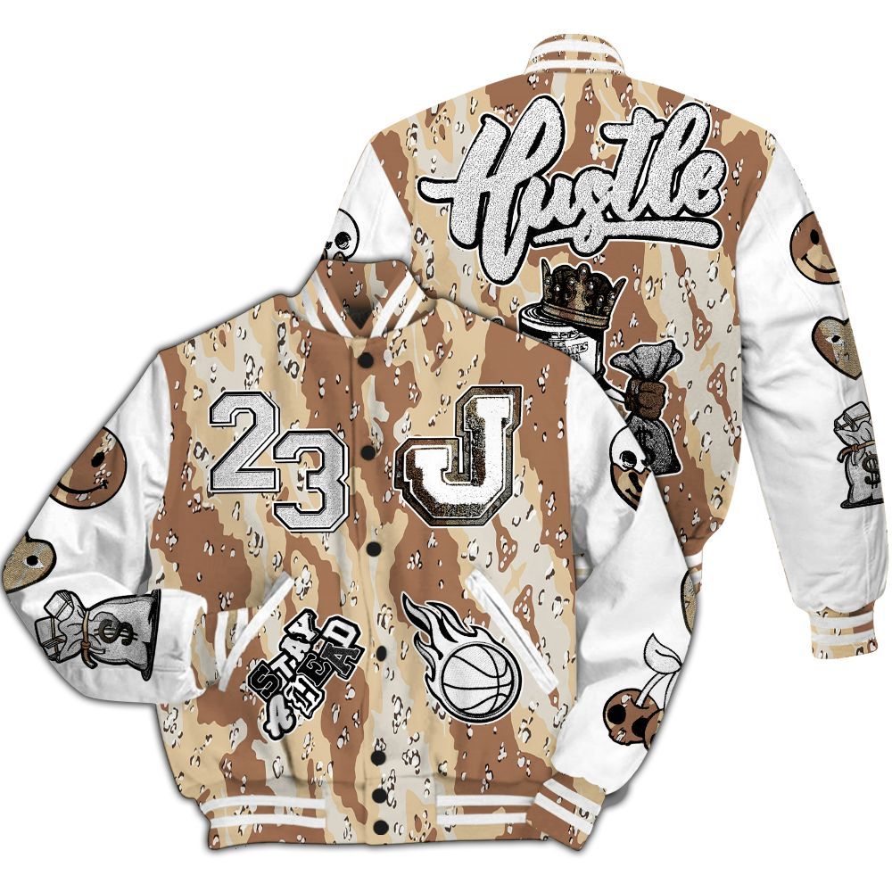 Varsity Jacket To Match Desert Camo 3s - Hustles Money Number 23 All Over Print