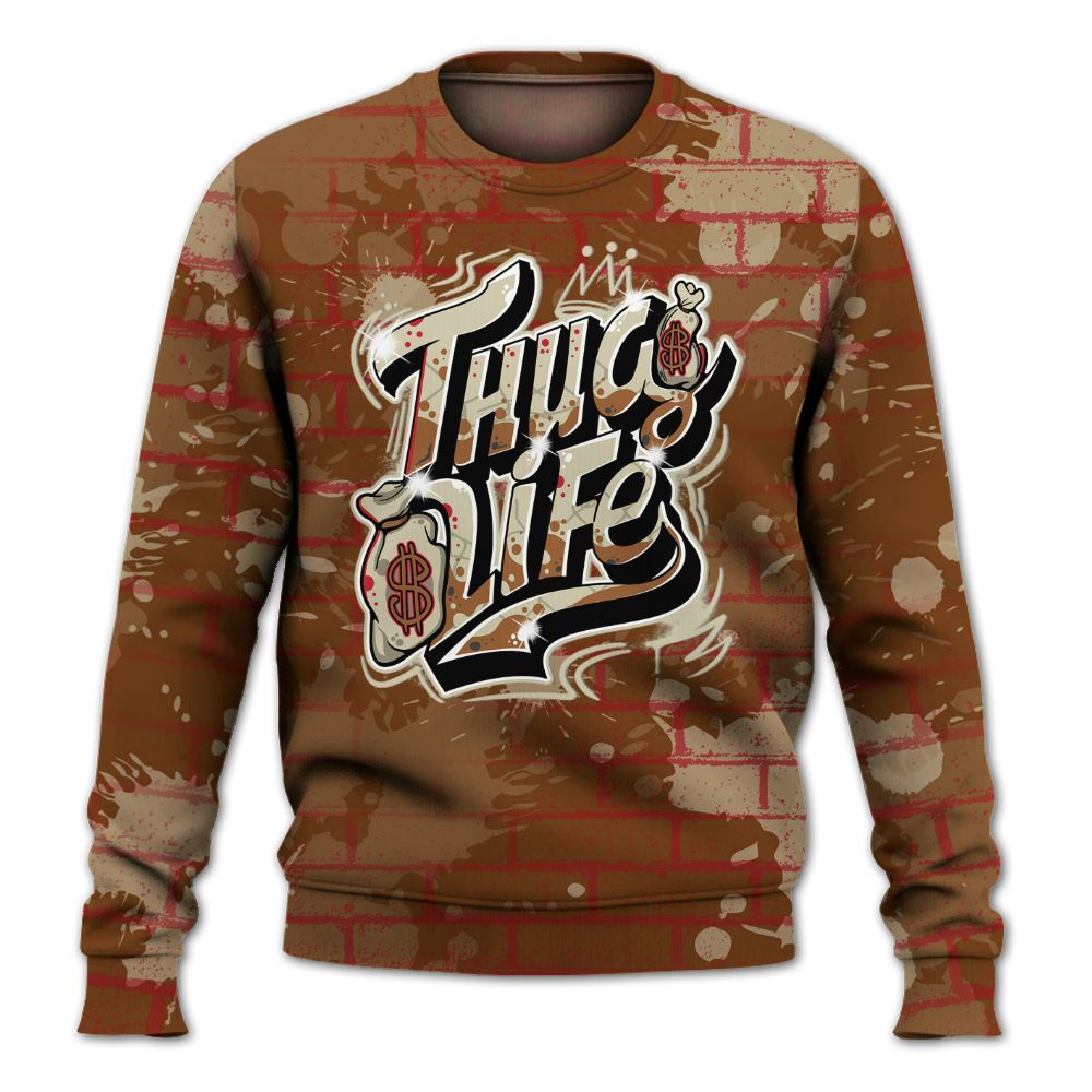 Sweatshirt To Match Archaeo Brown 5s - Free Thug Living Graphic Brick Art All Over Print