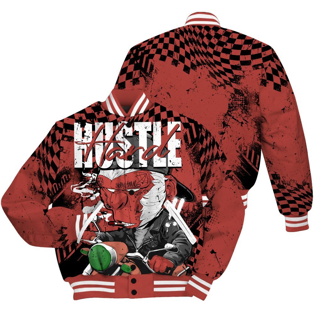 Varsity Jacket To Match Dune Red 13s - Hustle Hard Monkey All Over Print