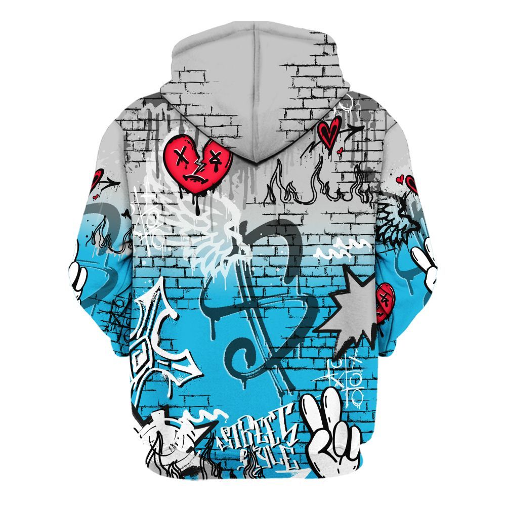 Hoodie To Match Black University Blue 2026 14s - Been Dif2erent Drip Graffiti All Over Print