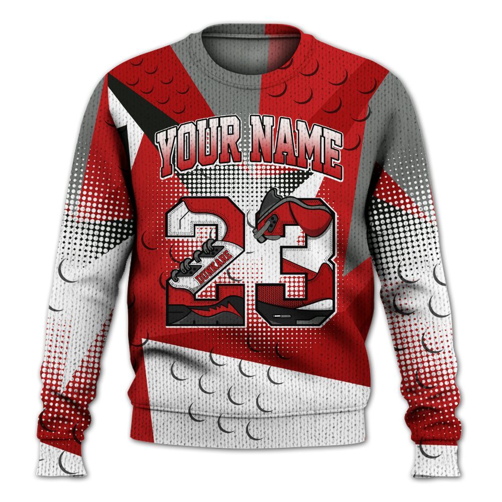 Knitted Sweater To Match Bred Reimagined 4s - Poly Custom Name Number 23 5s