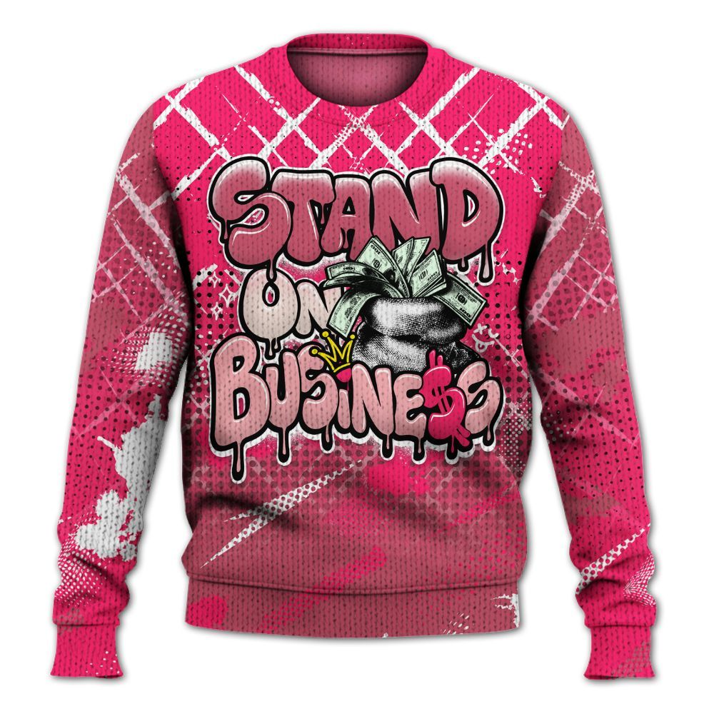 Sweater To Match A'One Hyper Pink Shirt, Halftone Stand Business Dripping Graphic
