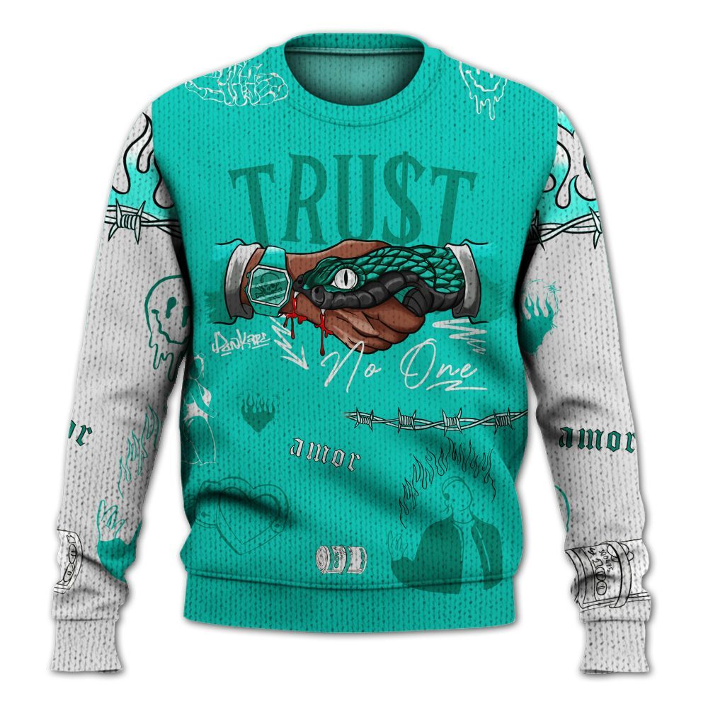 Knitted Sweater To Match Dunk Low Clear Jade - Snake Trust No One