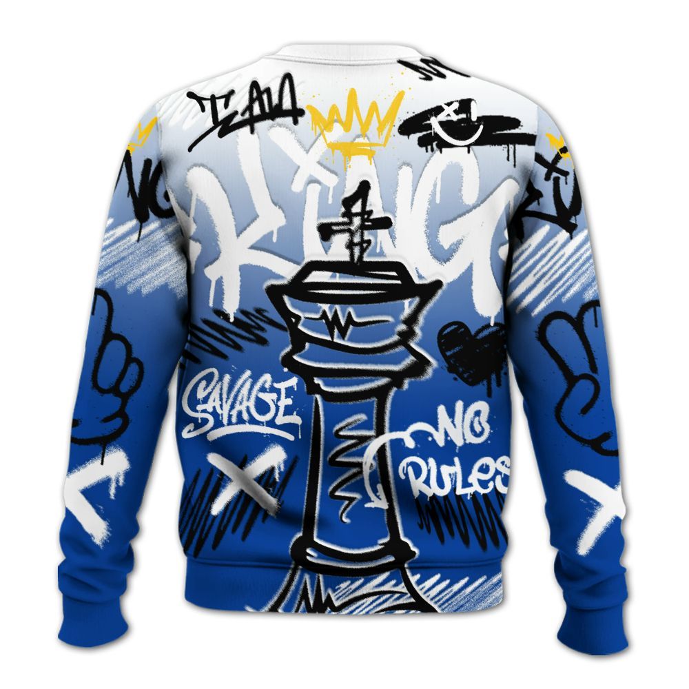Sweatshirt To Match Hyper Royal 12s - Street King Chess Streetwear All Over Print
