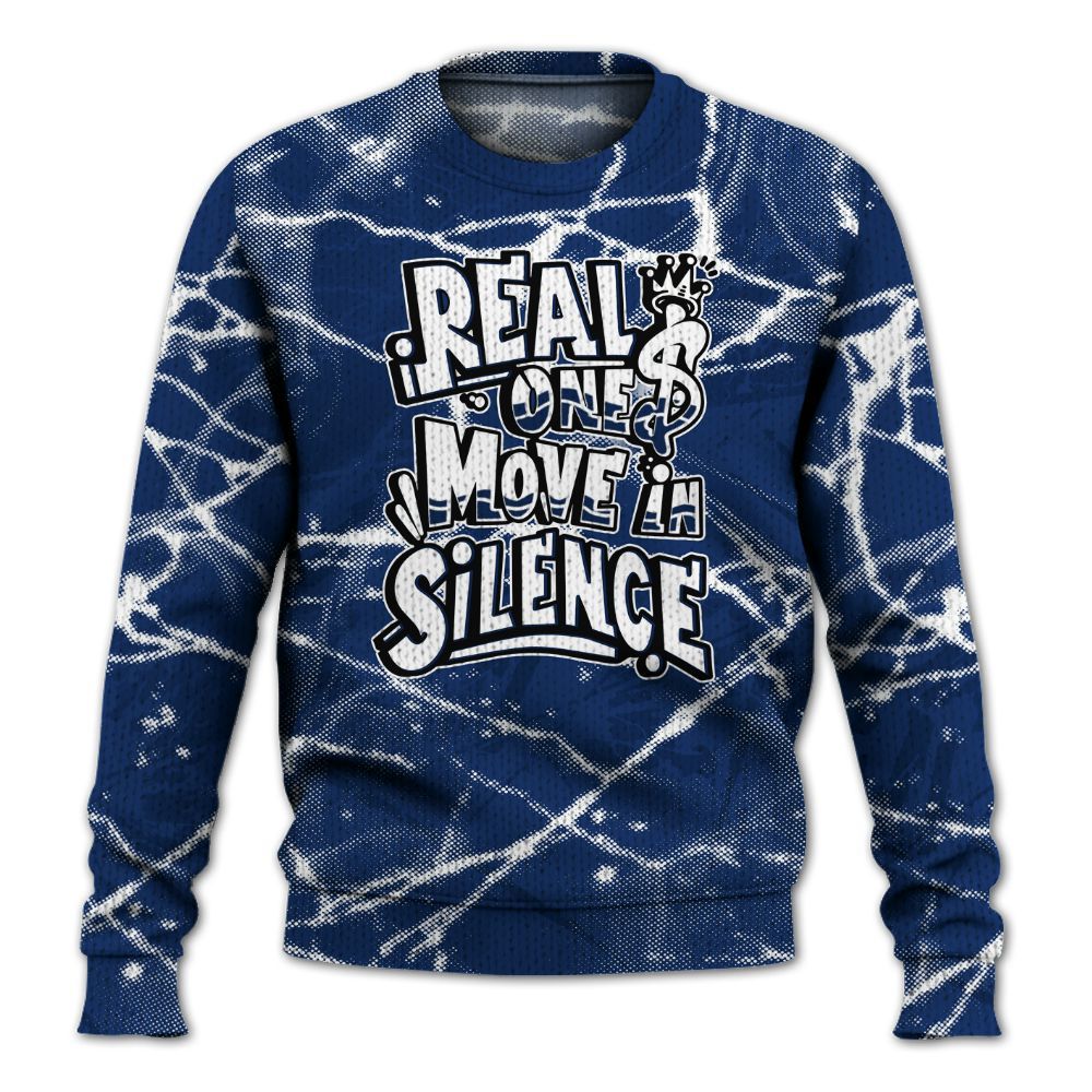 Knitted Sweater To Match High OG Deep Royal Blue 1s - Ones Move In Silence Graphic