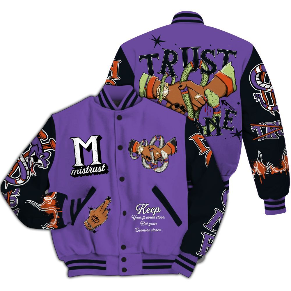 Varsity Jacket To Match Canyon Purple 4s - Trust No One Snake-Bite Street Style All Over Print