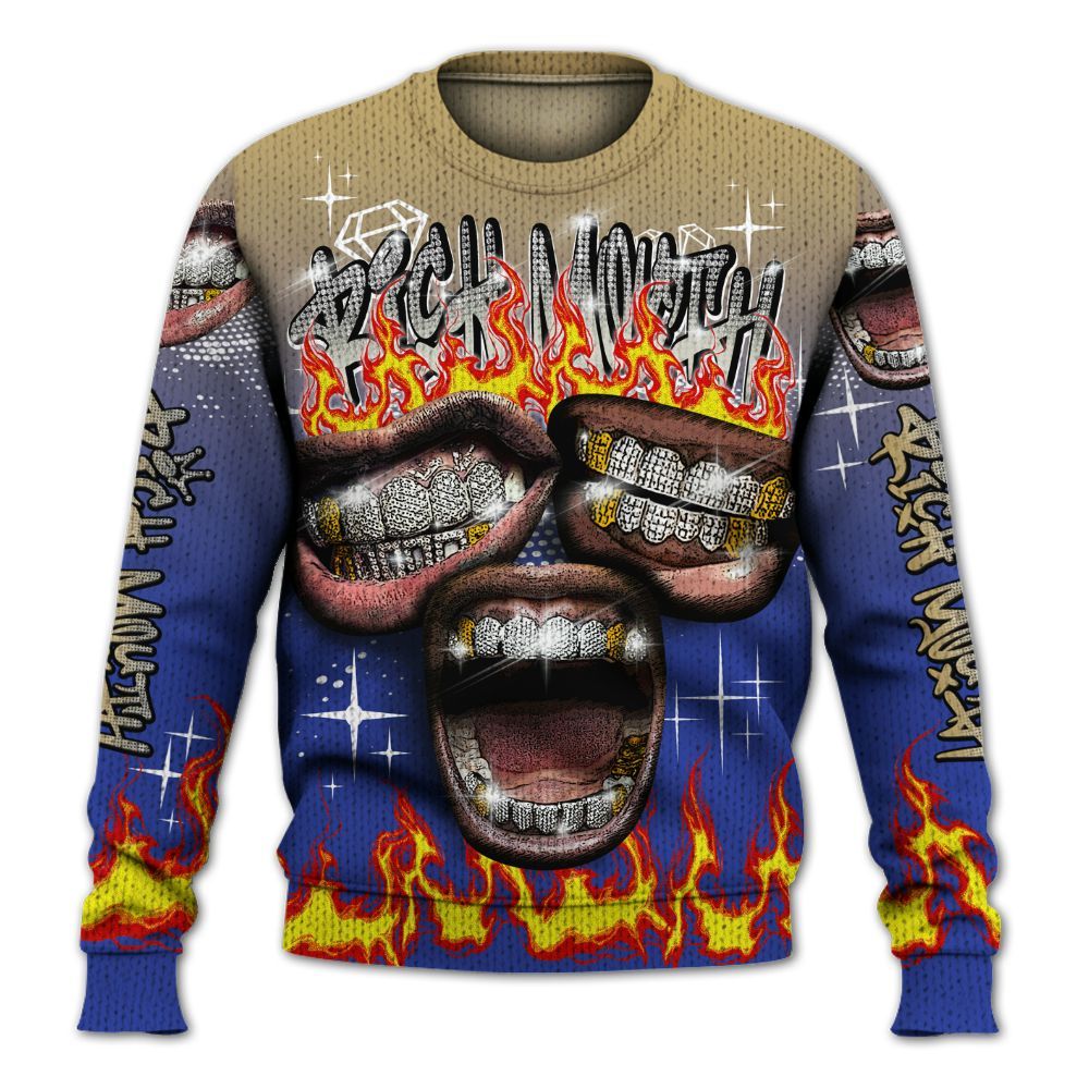 Knitted Sweater To Match Air 180 Concord - Rich Mouth Fire Rap Retro 90s