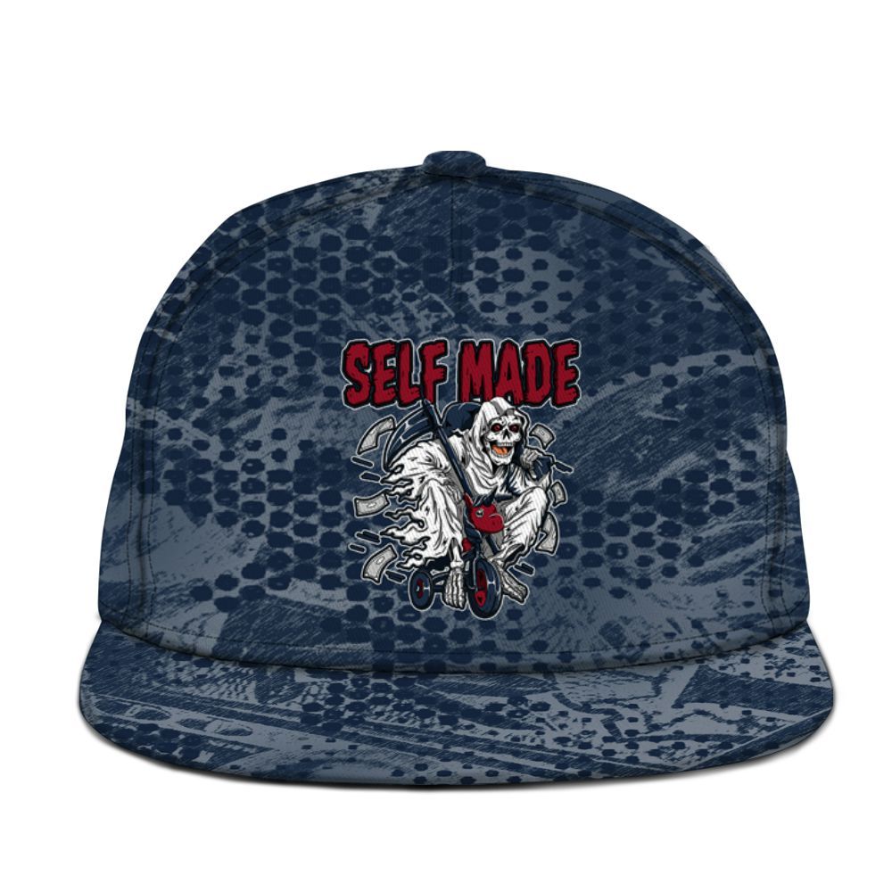 Snapback To Match White Midnight Navy 6s - Self Make Skeleton Banknotes Art Graphic